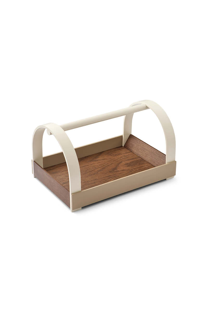 KYDO Tablett Dunkle Eiche Beige Weiß