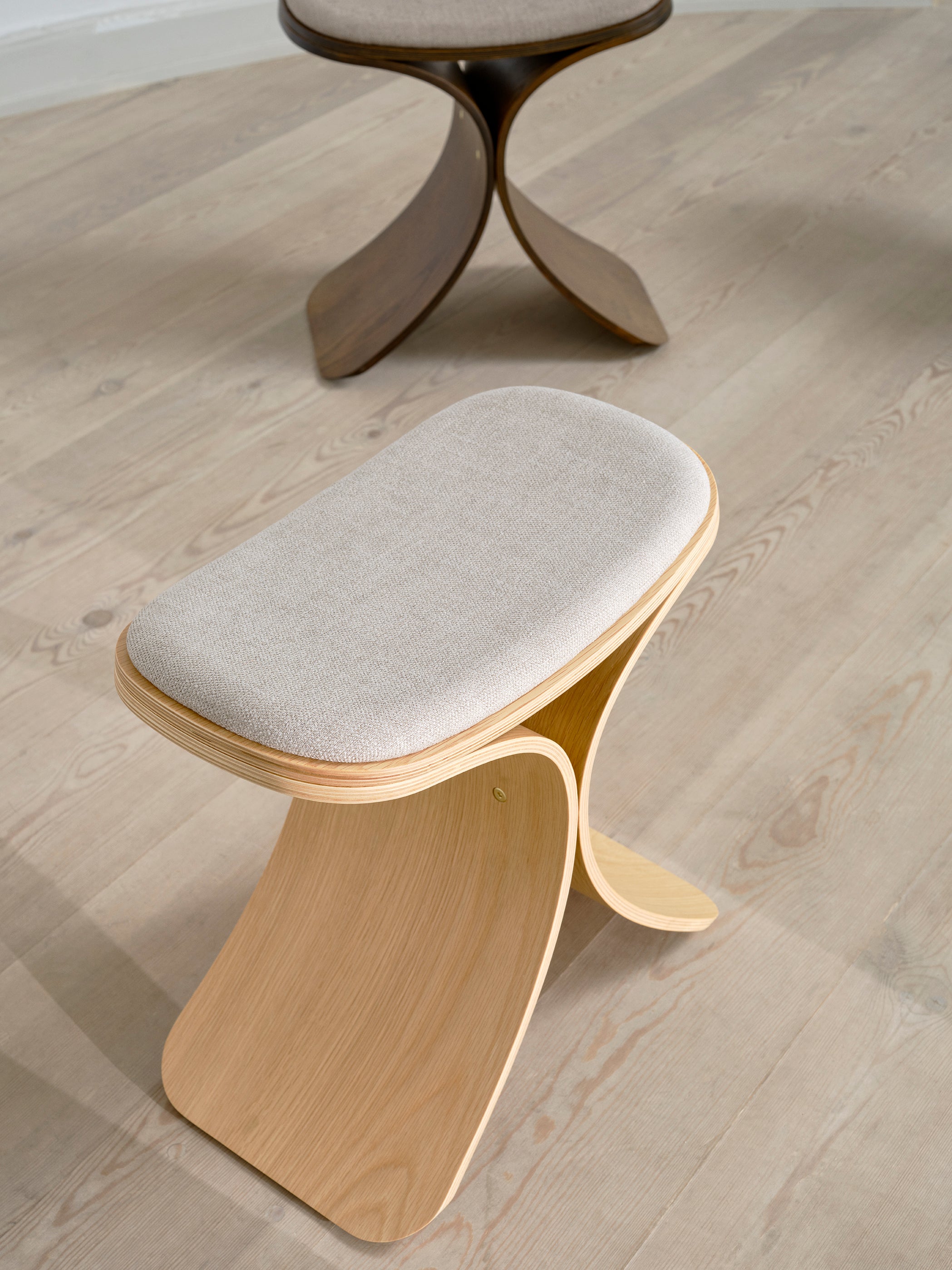 LUNO Hocker Eiche Beige Textil